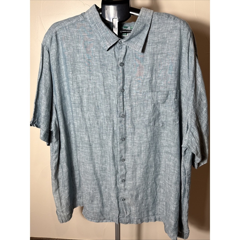 Cubavera MEN Sz 4X Pocket‎ Linen  Guayabera Blue Button Shirt Resort